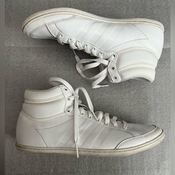 [US10]Adidas Men White High-Top leather indoor soccer Sneaker 675001 - Picture 2 of 5